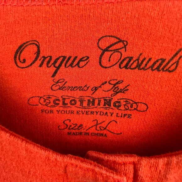 Onque Casuals Womens Orange Button Up Sweater Size XL Long Sleeve Beaded Pockets - Picture 11 of 15